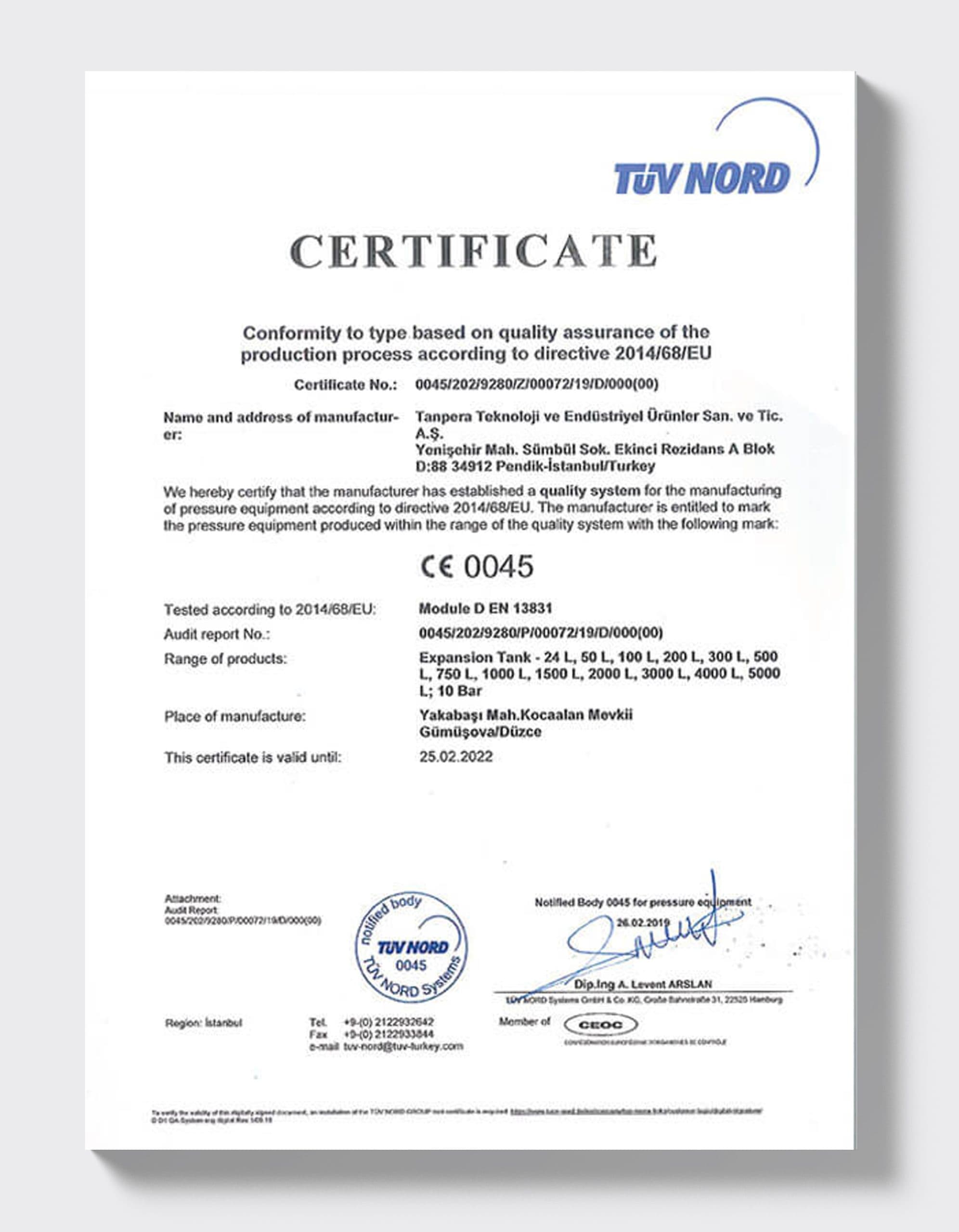 TÜV NORD — Expansion Tanks Module D